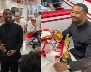 Michael B. Jordan ăn mừng Oscar bằng burger sau khi đánh bại Leonardo DiCaprio