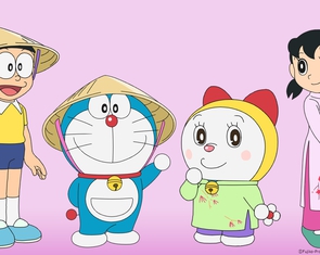 Hé lộ hình ảnh Doraemon du lịch Việt Nam, đội nón lá và mặc áo dài