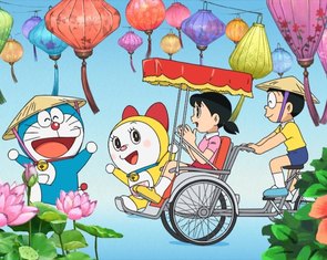 Tập đặc biệt Doraemon lên sóng Nhật Bản, đậm chất Việt với áo dài, nón lá và bánh mì
