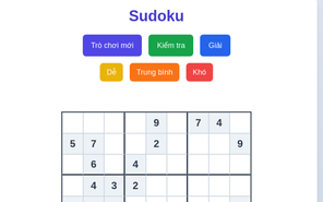 Thư giãn cùng sudoku nhiều cấp độ cùng Mực Tím Online