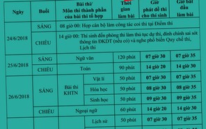 Công bố lịch thi chính thức THPT quốc gia 2018