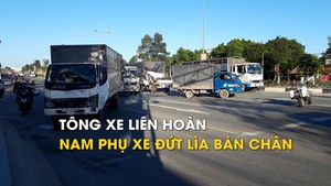 Lại tông xe liên hoàn khi dừng đèn đỏ, nam phụ xe đứt lìa bàn chân