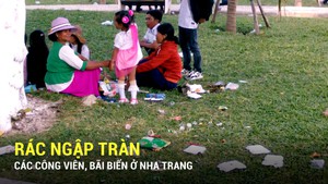 Rác ngập tràn các công viên, bãi biển ở Nha Trang do sự thiếu ý thức của người du xuân