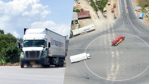 Xe cắt ngang bùng binh, giao thông hỗn loạn ở nút giao cao tốc Vạn Ninh - Cam Lộ