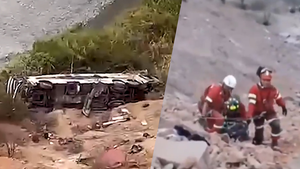 Hiện trường xe khách lao xuống vực sâu 200m, 37 người chết ở Peru
