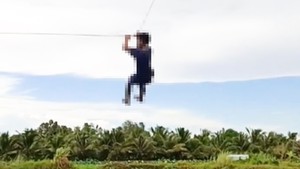 Địa phương thông tin về đoạn video một người đu theo dây diều ở An Giang