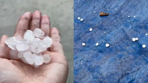 Video mưa đá lộp bộp trên mái nhà chiều nay tại Nghệ An