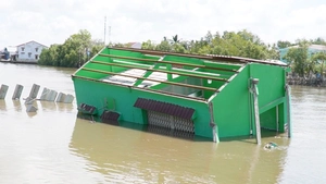 Hiện trường vụ sạt lở làm nhà dân trôi ra sông ở Cà Mau