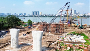 Tiến độ xây dựng cầu Trần Hưng Đạo gần 16.000 tỉ ở Hà Nội