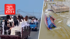Bản tin 30s nóng: Xử phạt, tịch thu xe ba bánh chở đoàn đưa dâu; 2 tàu chìm trên Sông Lô