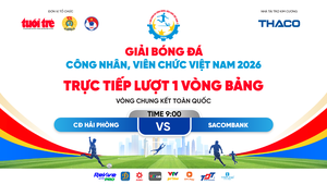 Trực tiếp: CĐ Hải Phòng gặp SACOMBANK - Vòng chung kết giải bóng đá công nhân, viên chức 2026