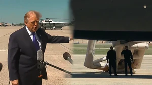 Video phao trượt thoát hiểm chuyên cơ Qatar tặng ông Trump bung trước giờ cất cánh