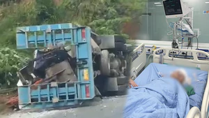 Vụ lật xe tải chở máy múc: Một nạn nhân chấn thương sọ não