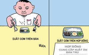 Suất cơm bán trú trên hợp đồng và trên thực tế