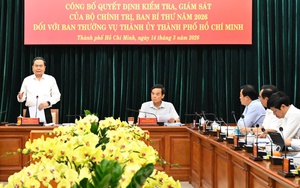 Công bố quyết định kiểm tra, giám sát năm 2026 đối với Ban Thường vụ Thành ủy TP.HCM