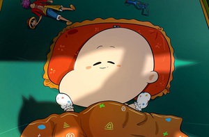 Thằng Tí ngụy trang thành trẻ sơ sinh