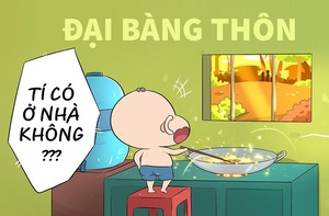 Thằng Tí đóng vai đại bàng thôn