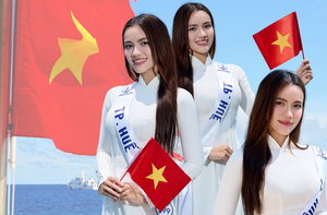 Á hậu Minh Nhàn diện áo dài giữa đảo, sẵn sàng bức phá bản thân
