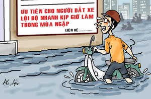 CV mùa ngập nhớ ghi thêm kỹ năng… dắt xe