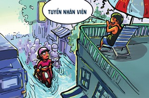 Giám đốc ngồi sân thượng tuyển nhân viên trực tiếp