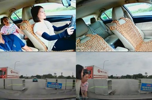 Gặp đường hẹp, thầy giáo bảo bê ô tô qua hai nữ học viên cũng tin