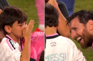 Biểu cảm hài hước của con trai Messi khi ‘chê’ bố… có mùi