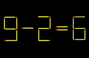 Thử tài IQ: Di chuyển một que diêm để 9-2=6 thành phép tính đúng