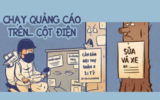Phạt 2 triệu đồng nếu quảng cáo trên 'nền tảng' cột điện, thân cây