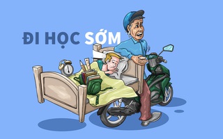 Học sinh đi học sớm bằng xe 'giường nằm'