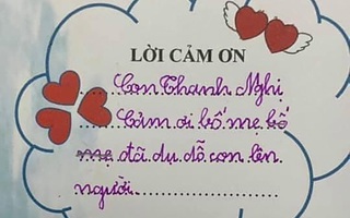 Ảnh vui 20-9: Con viết lời cảm ơn bố mẹ đã 'dụ dỗ lên người'