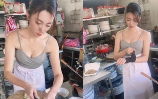 'Hot girl cơm chiên' náo loạn mạng xã hội dù chỉ đứng... thái rau