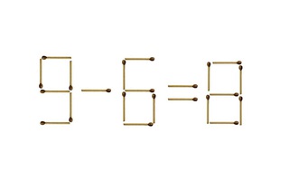 Di chuyển 2 que diêm để phép tính 9-6=8 thành đúng