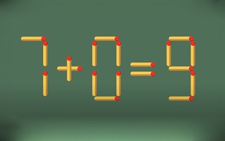 Di chuyển 1 que diêm để phép tính sai 7+0=9 thành đúng