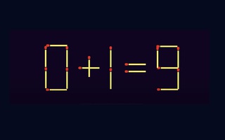 Di chuyển 2 que diêm để biến phép tính 0+1= 9 thành đúng