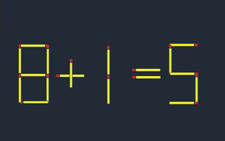 Di chuyển 2 que diêm để 8+1=5 thành phép tính đúng