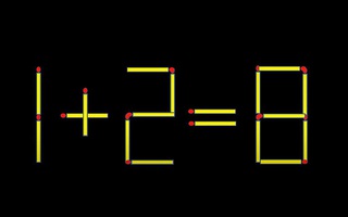 Di chuyển một que diêm để phép tính 1+2=8 thành đúng