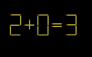 Di chuyển hai que diêm để 2+0=3 thành phép tính đúng