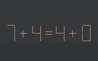 Thử tài IQ: Di chuyển một que diêm để 7+4=4+0 thành phép tính đúng