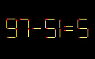 Thử tài IQ: Di chuyển một que diêm để 97-51=5 thành phép tính đúng