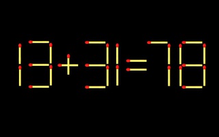 Thử tài IQ: Di chuyển một que diêm để 13+31=78 thành phép tính đúng