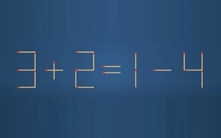Thử tài IQ: Di chuyển một que diêm để 3+2=1-4 thành phép tính đúng