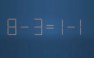 Thử tài IQ: Di chuyển một que diêm để 8-3=1-1 thành phép tính đúng