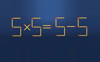 Thử tài IQ: Di chuyển một que diêm để 5x5=5-5 thành phép tính đúng