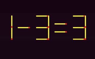 Thử tài IQ: Di chuyển hai que diêm để 1-3=3 thành phép tính đúng
