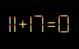 Thử tài IQ: Di chuyển một que diêm để 11+17=0 thành phép tính đúng