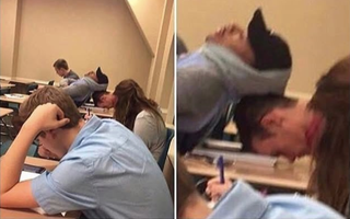 Ảnh vui 14-3: Nam sinh viên 'đuối quá rồi' trong lớp học