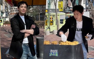 Diện mạo đẹp trai của Nichkhun (2PM) gây sốt khi bán hàng rong