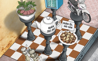 Vua bị chiếu bí trên bàn cờ vỉa hè