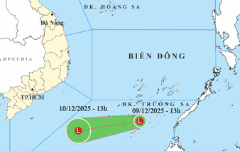 Low pressure area brings strong winds to East Vietnam Sea, with heavy rain expected in southern region