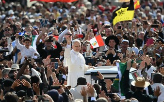 First US pope Leo XIV takes to popemobile ahead of inaugural mass